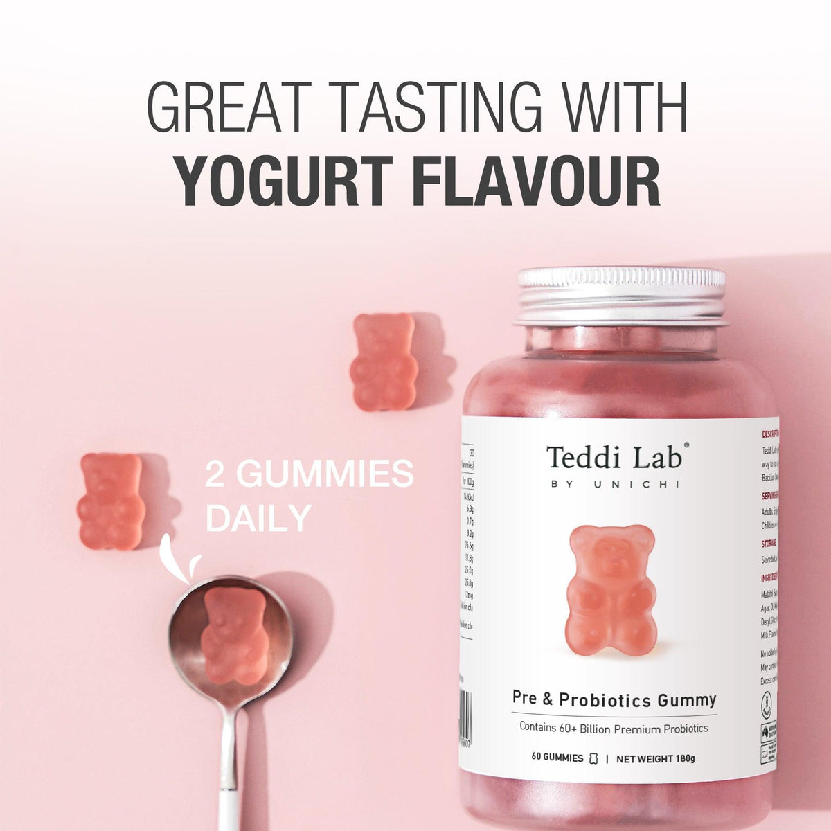 Teddi Lab by Unichi Pre & Probiotics Gummy 60s - Gut Health & Digestive Support - Teddi Lab by Unichi