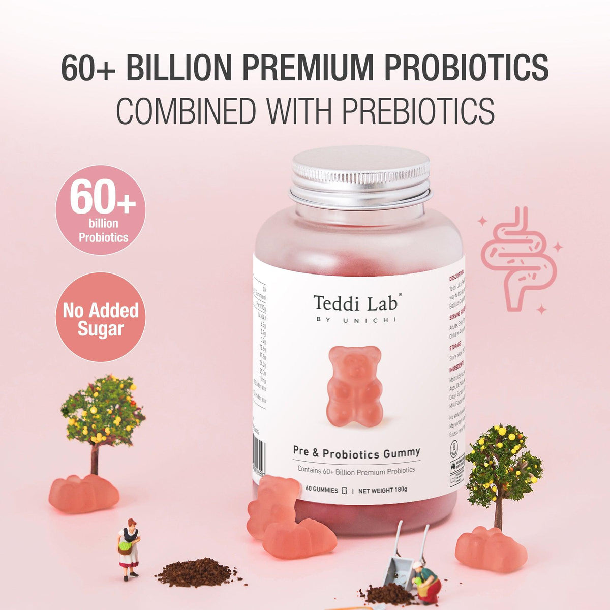 Teddi Lab by Unichi Pre & Probiotics Gummy 60s - Gut Health & Digestive Support - Teddi Lab by Unichi