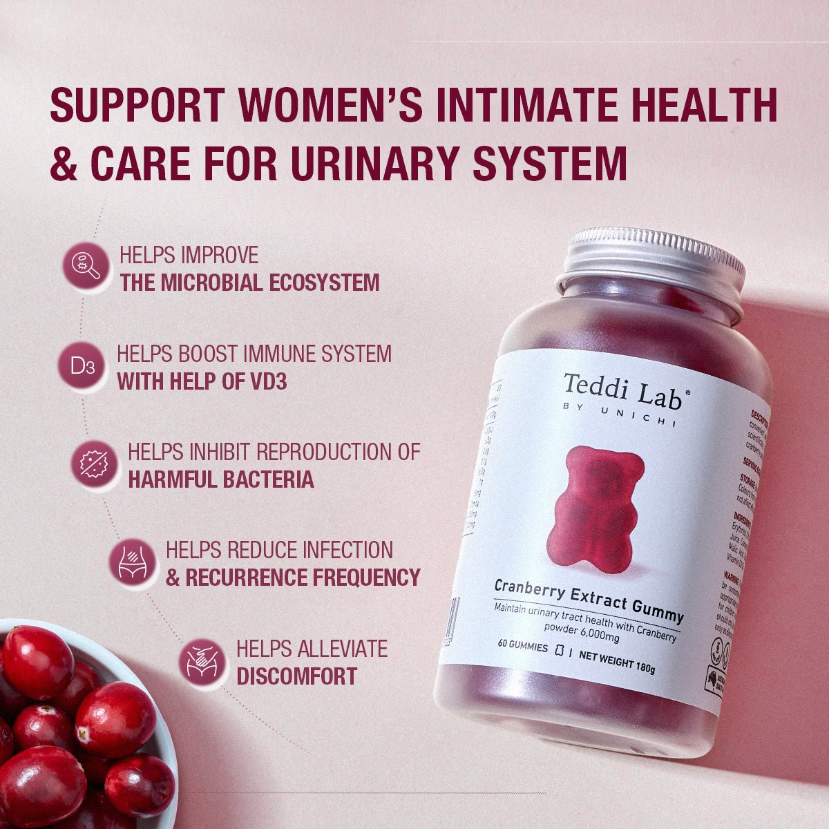 Teddi Lab Cranberry Extract Gummy - Teddi Lab by Unichi