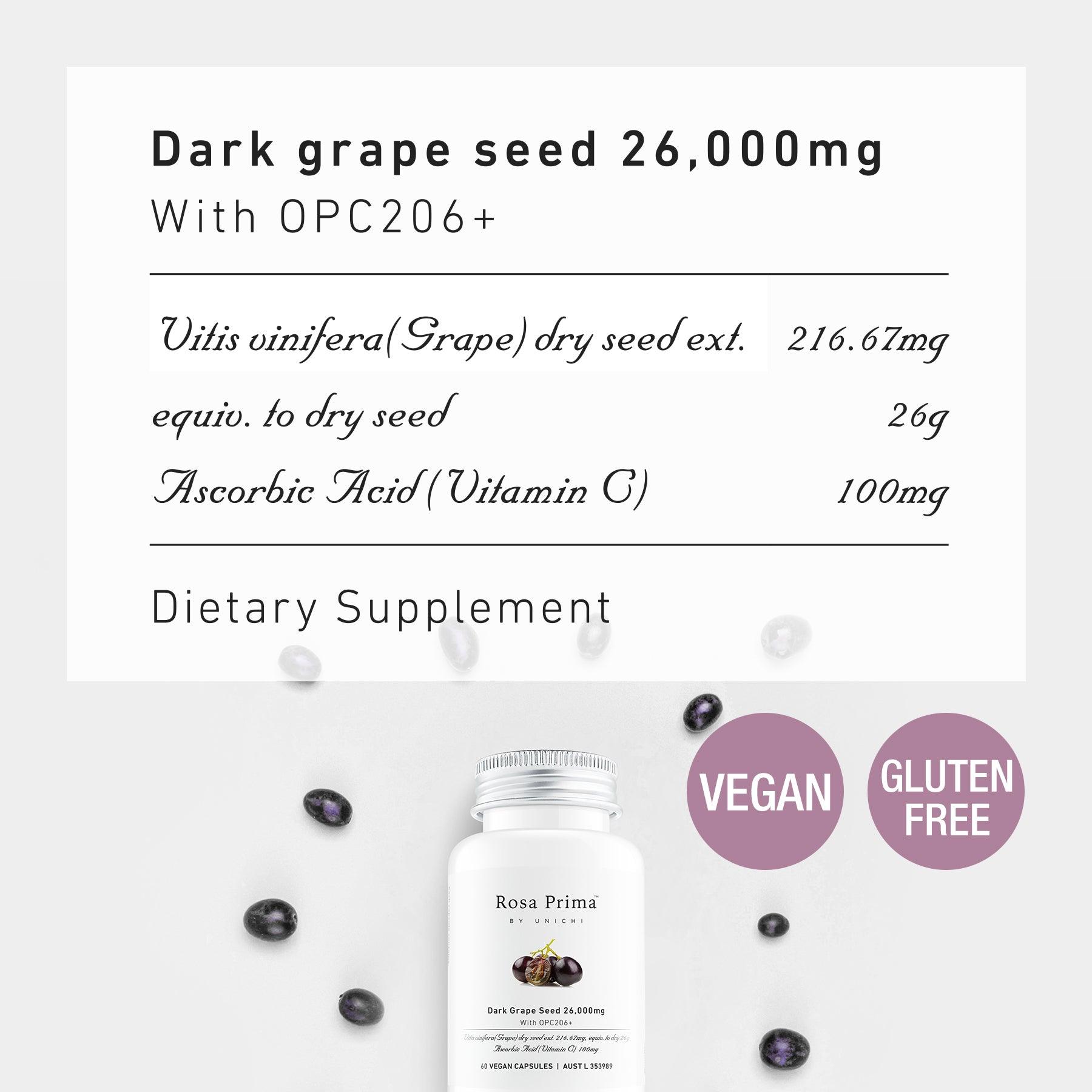Unichi Rosa Prima Dark Grape Seed 26000mg with OPC206+ - Unichi Wellness